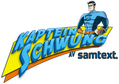 Kaptein Schwung, en superhelt av knall kaliber, og en helt vanlig ansatt i et oversettelsesbyrå.